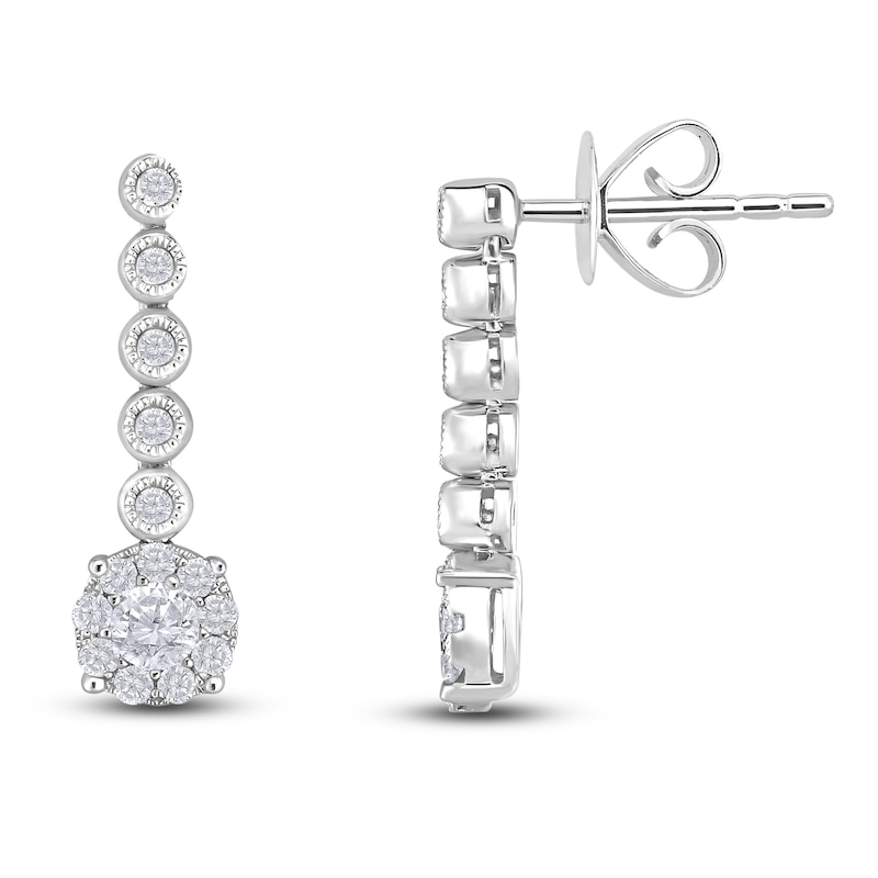 Main Image 2 of Diamond Dangle Earrings 1/2 ct tw Round 14K White Gold