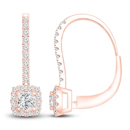 Diamond Earrings 1/2 ct tw Princess/Round 14K Rose Gold