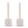 Thumbnail Image 3 of Diamond Earrings 1/2 ct tw Princess/Round 14K Rose Gold