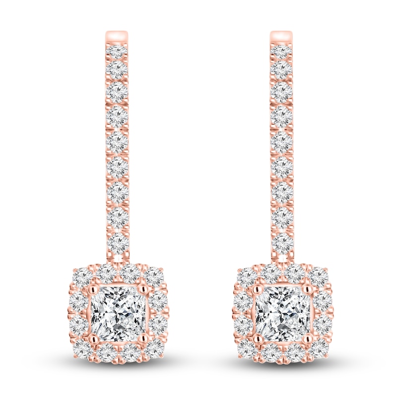 Main Image 3 of Diamond Earrings 1/2 ct tw Princess/Round 14K Rose Gold