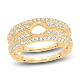 Diamond Double Row Enhancer Band 1/2 ct tw Round/Baguette 14K Yellow Gold