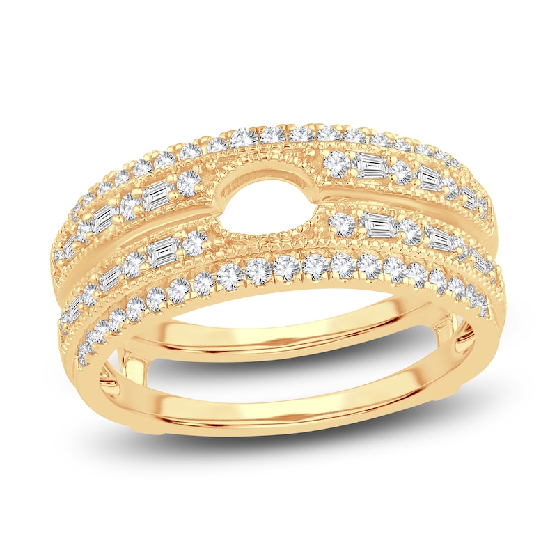 Diamond Double Row Enhancer Band 1/2 ct tw Round/Baguette 14K Gold