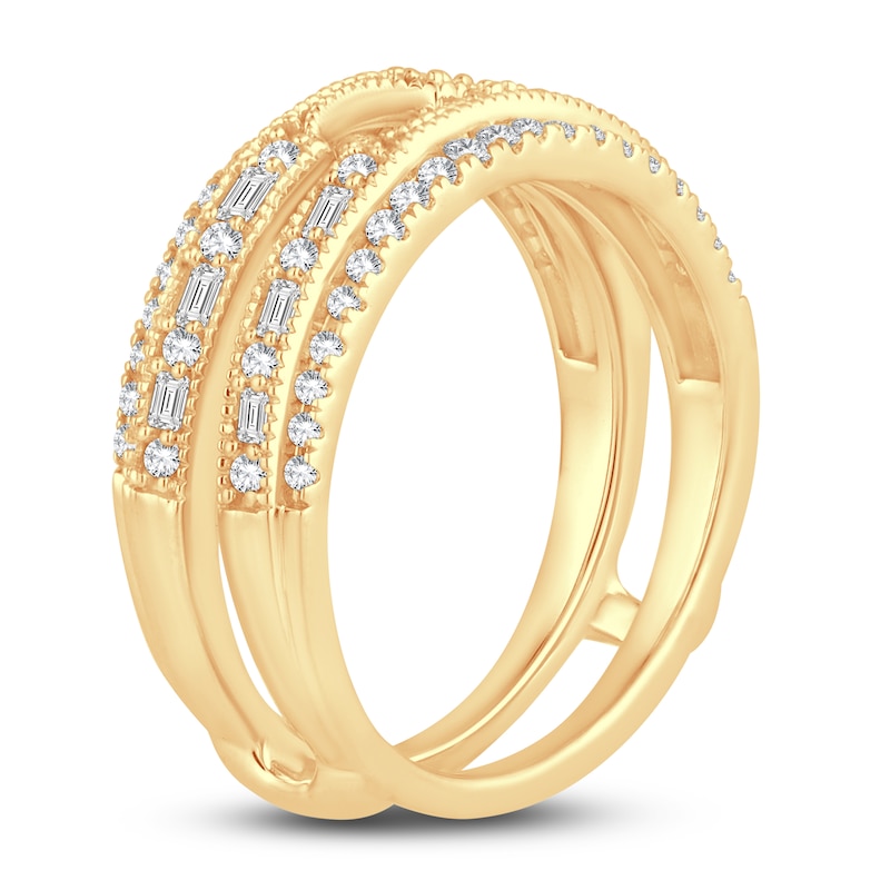 Main Image 2 of Diamond Double Row Enhancer Band 1/2 ct tw Round/Baguette 14K Yellow Gold