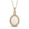 Thumbnail Image 1 of Natural Opal Pendant Necklace 1/6 ct tw Diamonds 14K Yellow Gold 18"