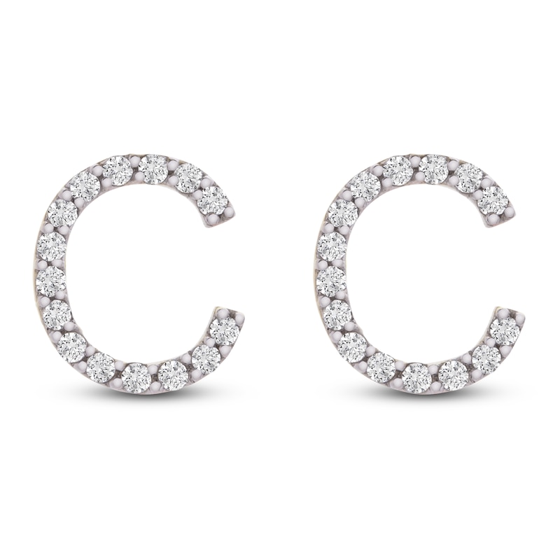 Main Image 1 of Diamond Letter C Earrings 1/10 ct tw Round 14K Yellow Gold