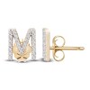 Thumbnail Image 3 of Diamond Letter M Earrings 1/10 ct tw Round 14K Yellow Gold