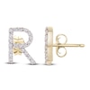 Thumbnail Image 3 of Diamond Letter R Earrings 1/10 ct tw Round 14K Yellow Gold