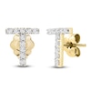 Thumbnail Image 2 of Diamond Letter T Earrings 1/10 ct tw Round 14K Yellow Gold