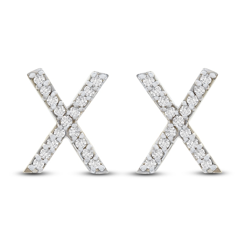 Main Image 1 of Diamond Letter X Earrings 1/10 ct tw Round 14K Yellow Gold