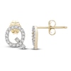 Thumbnail Image 3 of Diamond Letter Q Earrings 1/10 ct tw Round 14K Yellow Gold