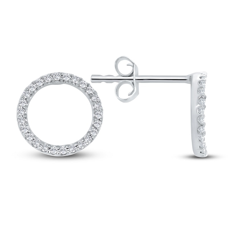 Main Image 2 of Diamond Circle Stud Earrings 1/6 ct tw Round 14K White Gold