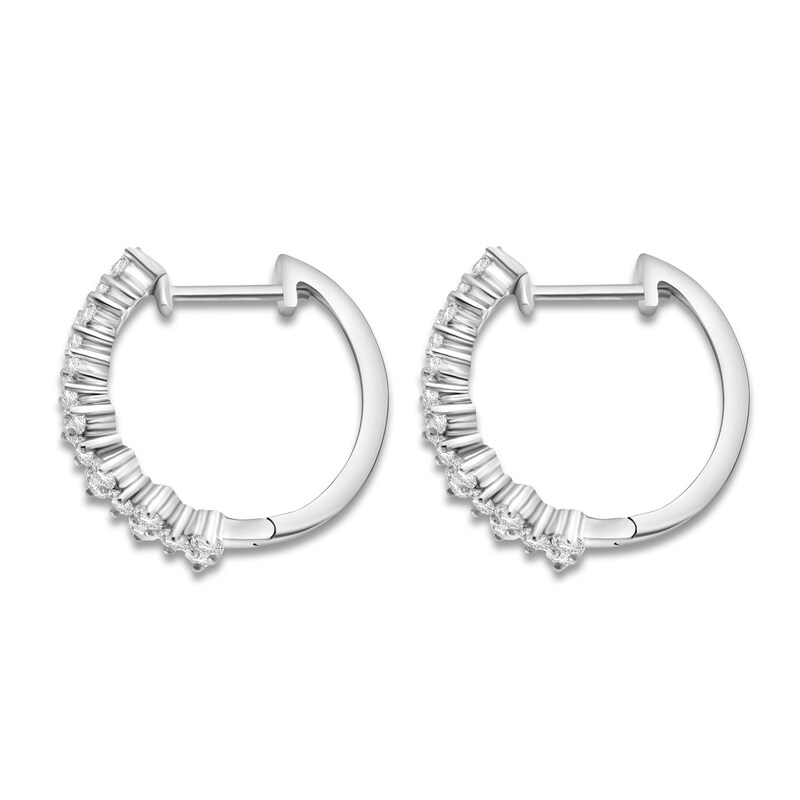 Main Image 2 of Brilliant Moments Diamond Hoop Earrings 1 ct tw Round 14K White Gold