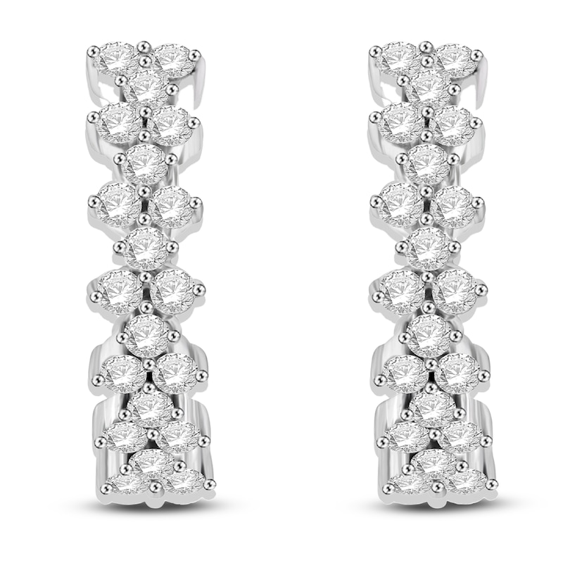 Main Image 3 of Brilliant Moments Diamond Hoop Earrings 1 ct tw Round 14K White Gold