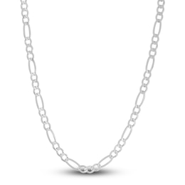 Men's Solid Figaro Chain Necklace 14K White Gold 22" 6.0mm