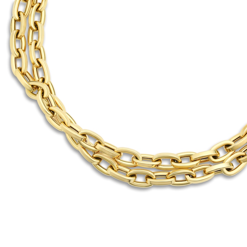 Main Image 2 of Crivelli Diamond Double Link Necklace 1-7/8 ct tw Round 18K Yellow Gold 18"