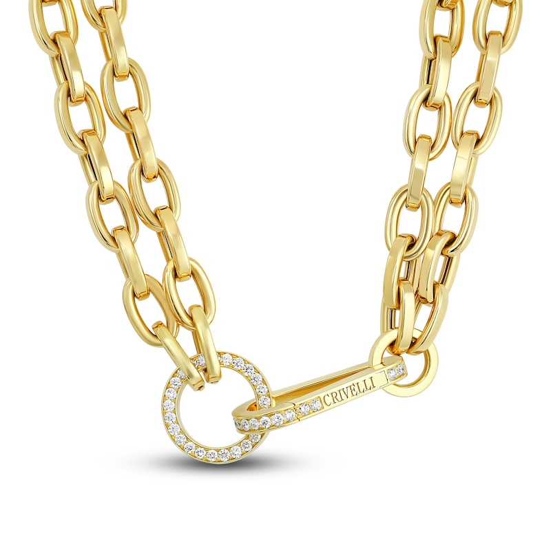 Crivelli Diamond Double Link Necklace 1-7/8 ct tw Round 18K Yellow Gold 18"