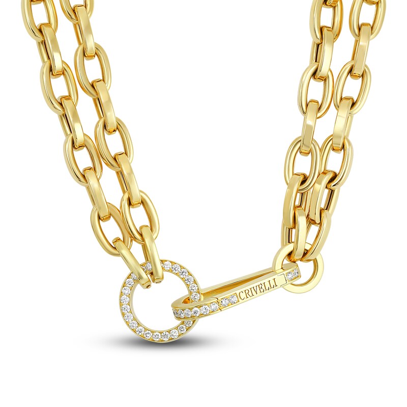 Main Image 3 of Crivelli Diamond Double Link Necklace 1-7/8 ct tw Round 18K Yellow Gold 18"