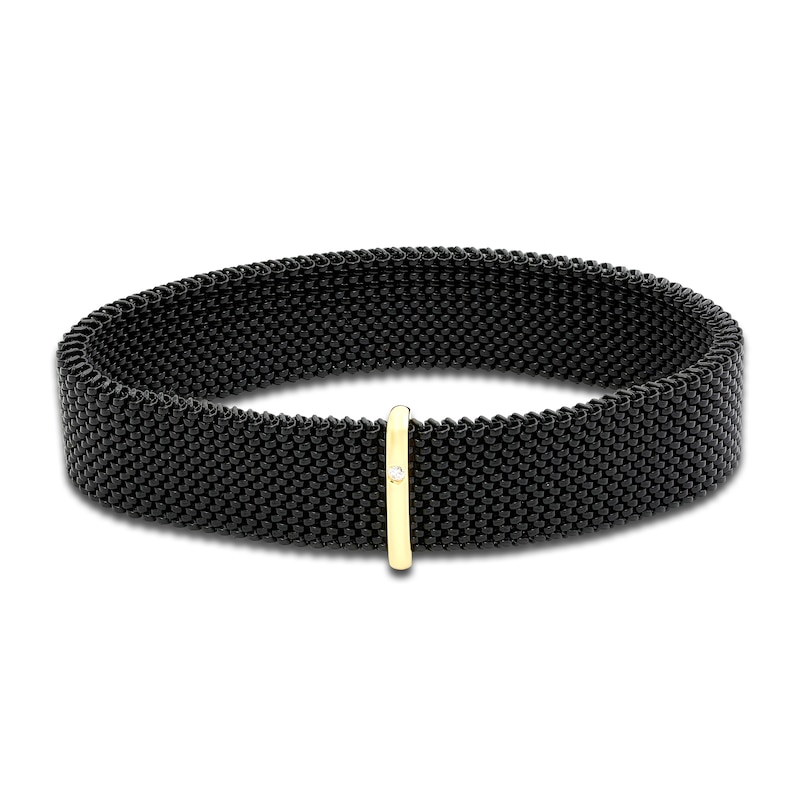 Main Image 3 of ZYDO Black Stretch Bracelet 18K Yellow Gold/Stainless Steel 6.5"