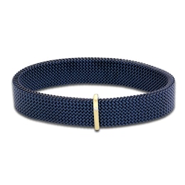 ZYDO Navy Stretch Bracelet 18K Yellow Gold/Stainless Steel 6.5&quot;