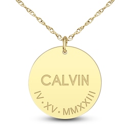 Men's High-Polish Personalized Name & Number Pendant Necklace 14K Yellow Gold 22"