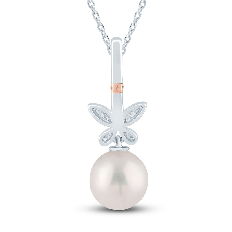 Main Image 3 of Pnina Tornai Diamond & Freshwater Cultured Pearl Butterfly Pendant Necklace 1/6 ct tw 14K White Gold