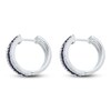 Thumbnail Image 3 of Kallati Round-Cut Natural Blue Sapphire & Diamond Hoop Earrings 1/2 ct tw 14K White Gold