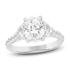 Thumbnail Image 0 of Lab-Created Diamond Oval & Half Moon-Cut Three-Stone Engagement Ring 3 ct tw 14K White Gold