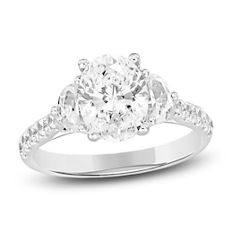 Lab-Grown Diamond Oval & Half Moon-Cut Three-Stone Engagement Ring 3 ct tw 14K White Gold