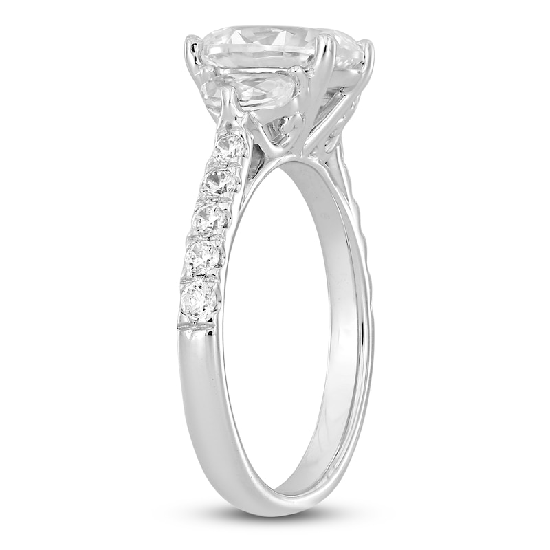 Main Image 2 of Lab-Grown Diamond Oval & Half Moon-Cut Three-Stone Engagement Ring 3 ct tw 14K White Gold