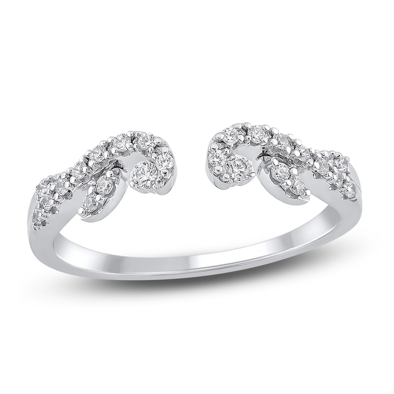 Main Image 1 of Diamond Open Cuff Swirl Anniversary Ring 1/5 ct tw 14K White Gold