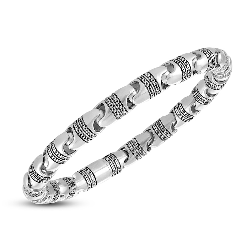 Main Image 3 of 1933 by Esquire Men's Knuckle Joint Bracelet Sterling Silver 8.5"