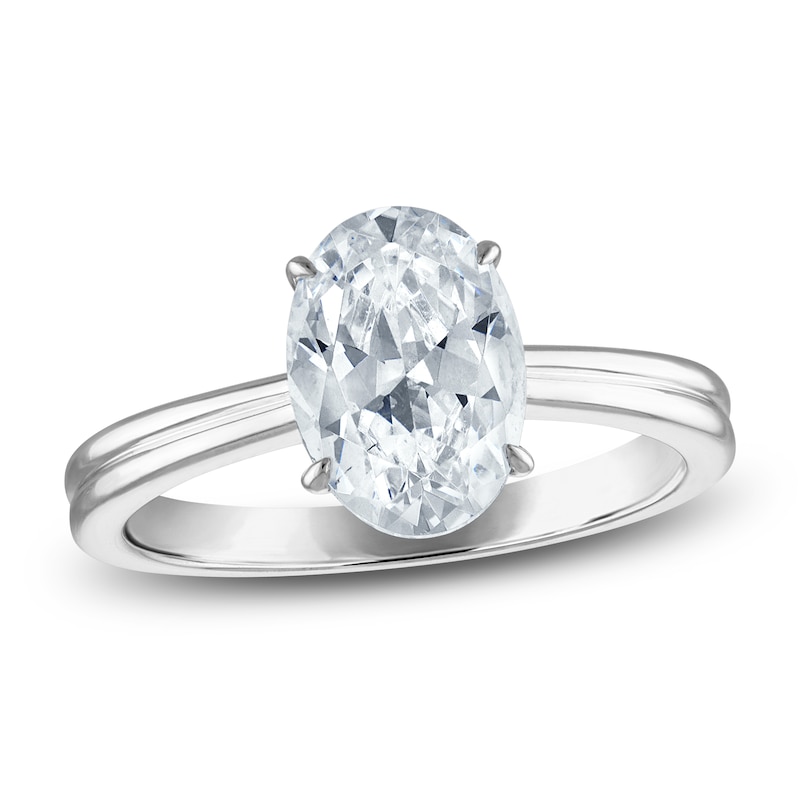 Main Image 1 of Certified Oval Diamond Solitaire Engagement Ring 1-1/2 ct tw 14K White Gold (I/I1)