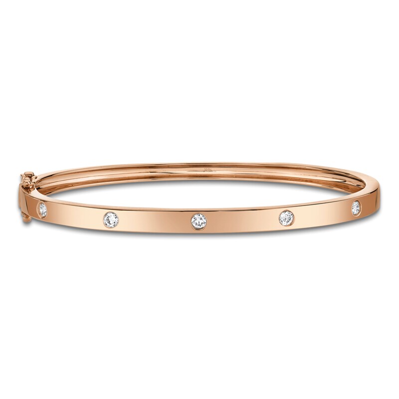 Main Image 1 of Shy Creation Diamond Bezel-Set Five-Stone Bangle Bracelet 1/3 ct tw 14K Rose Gold SC55004068ZS