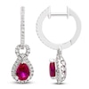 Thumbnail Image 1 of Pear-Shaped Lab-Created Ruby & White Lab-Created Sapphire Doorknocker Hoop Earrings Sterling Silver