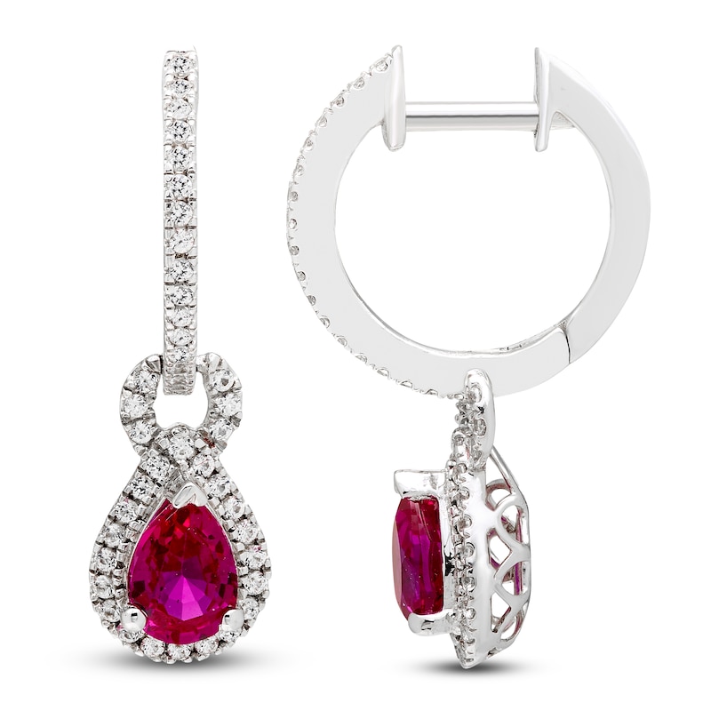 Sterling Silver Created Ruby Round Earrings Sterling Silver Created Ruby Round Earrings