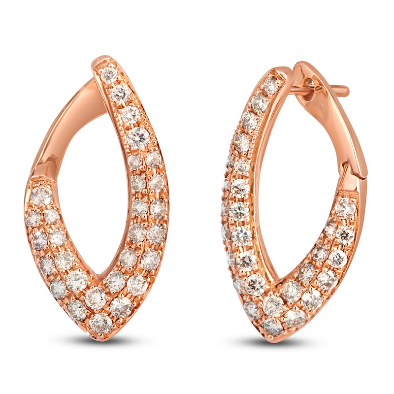 Main Image 2 of Le Vian Diamond Teardrop Twist Hoop Earrings 1 ct tw 14K Strawberry Gold