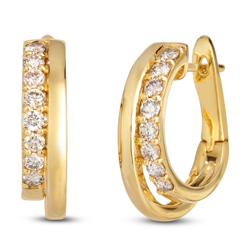 Main Image 2 of Le Vian Diamond Two-Row Hoop Earrings 5/8 ct tw 14K Honey Gold