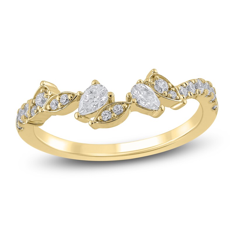 Main Image 1 of Certified Pear & Round-Cut Diamond Scatter Contour Anniversary Ring 3/8 ct tw 14K Yellow Gold