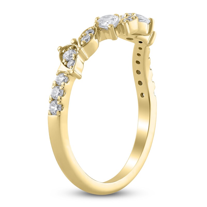 Main Image 2 of Certified Pear & Round-Cut Diamond Scatter Contour Anniversary Ring 3/8 ct tw 14K Yellow Gold