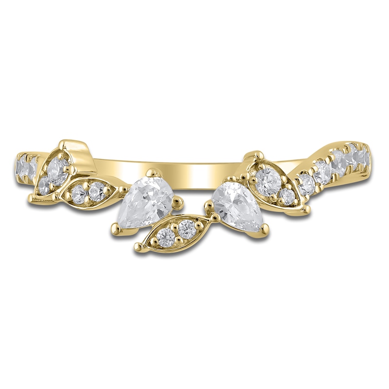 Main Image 3 of Certified Pear & Round-Cut Diamond Scatter Contour Anniversary Ring 3/8 ct tw 14K Yellow Gold