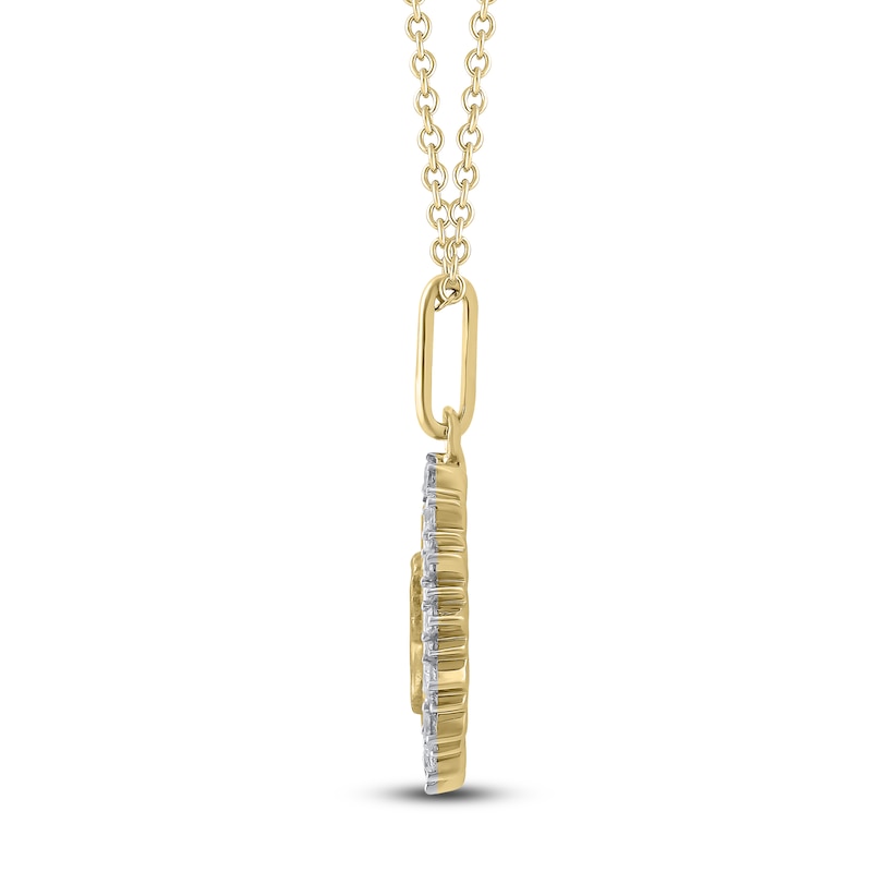 Main Image 3 of Diamond Dove Medallion Necklace 1/4 ct tw 10K Yellow Gold 18"