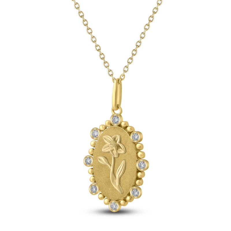 Main Image 2 of Daffodil Birth Flower Diamond Necklace 1/4 ct tw 10K Yellow Gold 18"