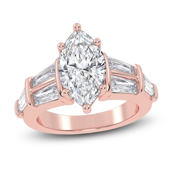 Marquise-Cut Lab-Grown Diamond Engagement Ring 3-1/2 ct tw 14K Rose Gold