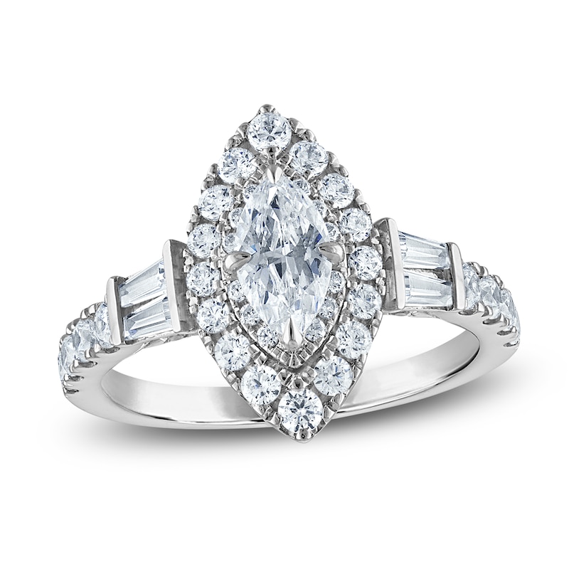 Main Image 1 of Vera Wang VOW Marquise-Cut Diamond Double Halo Engagement Ring 1-5/8 ct tw 14K White Gold