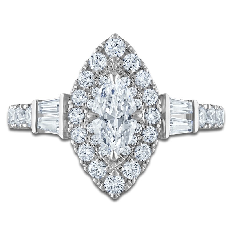 Main Image 3 of Vera Wang VOW Marquise-Cut Diamond Double Halo Engagement Ring 1-5/8 ct tw 14K White Gold
