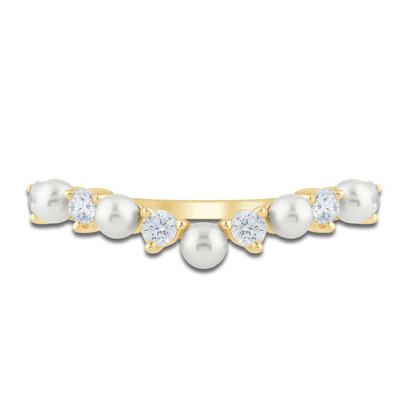 Main Image 3 of Pnina Tornai Cultured Pearl & Diamond Contour Anniversary Ring 1/3 ct tw 14K Yellow Gold