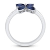 Thumbnail Image 3 of Marquise-Cut Natural Blue Sapphire Flower Ring 10K White Gold