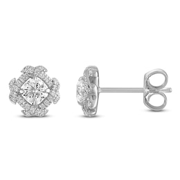 Unspoken Diamond Halo Stud Earrings 1/2 ct tw 14K White Gold