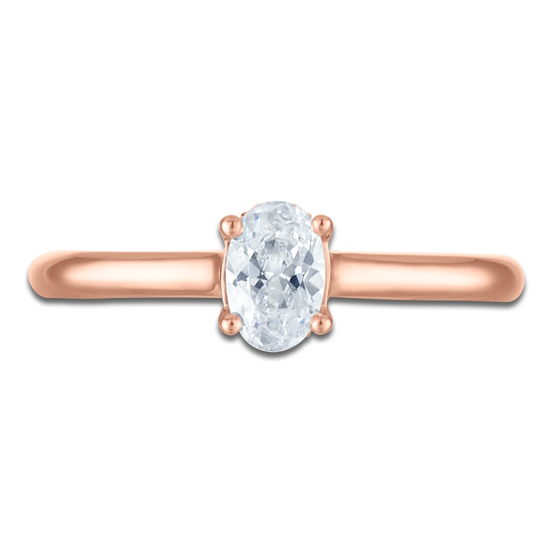 Main Image 3 of Oval-Cut Lab-Grown Diamond Solitaire Plus Engagement Ring 5/8 ct tw 18K Rose Gold (VS2/F)
