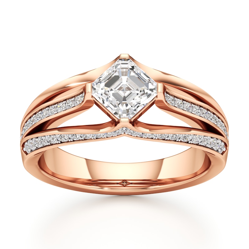 Main Image 1 of J'Lure Lab-Grown Diamond Square-Emerald Step-Cut Engagement Ring 1-3/8 ct tw 18K Rose Gold